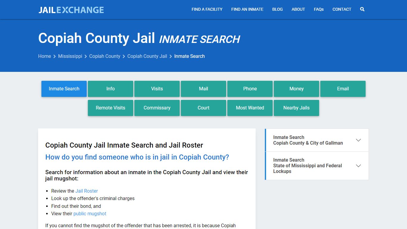 Inmate Search: Roster & Mugshots - Copiah County Jail, MS - Jail Exchange