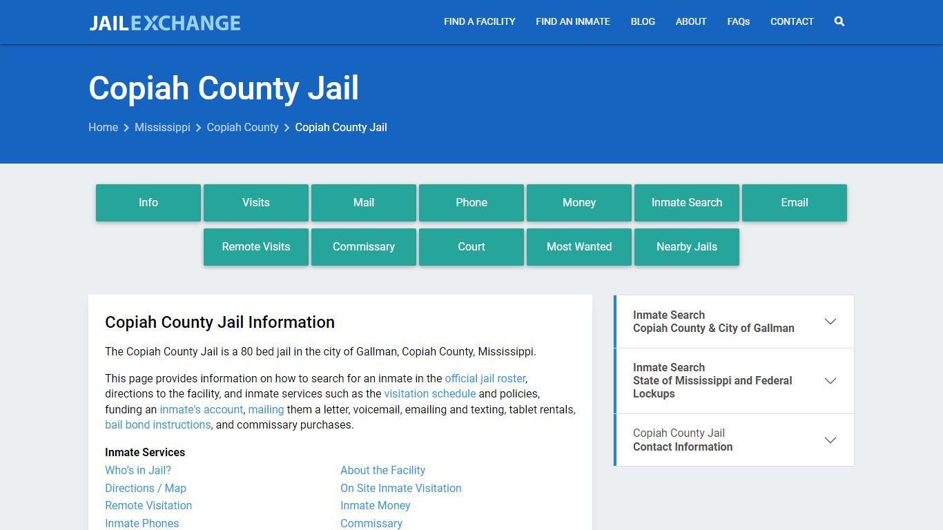 Copiah County Jail, MS Inmate Search, Information
